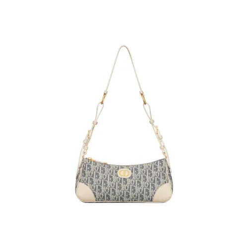 DIOR 30 Montaigne Cotton Shoulder Bag Mini Women's Denim Blue & Beige