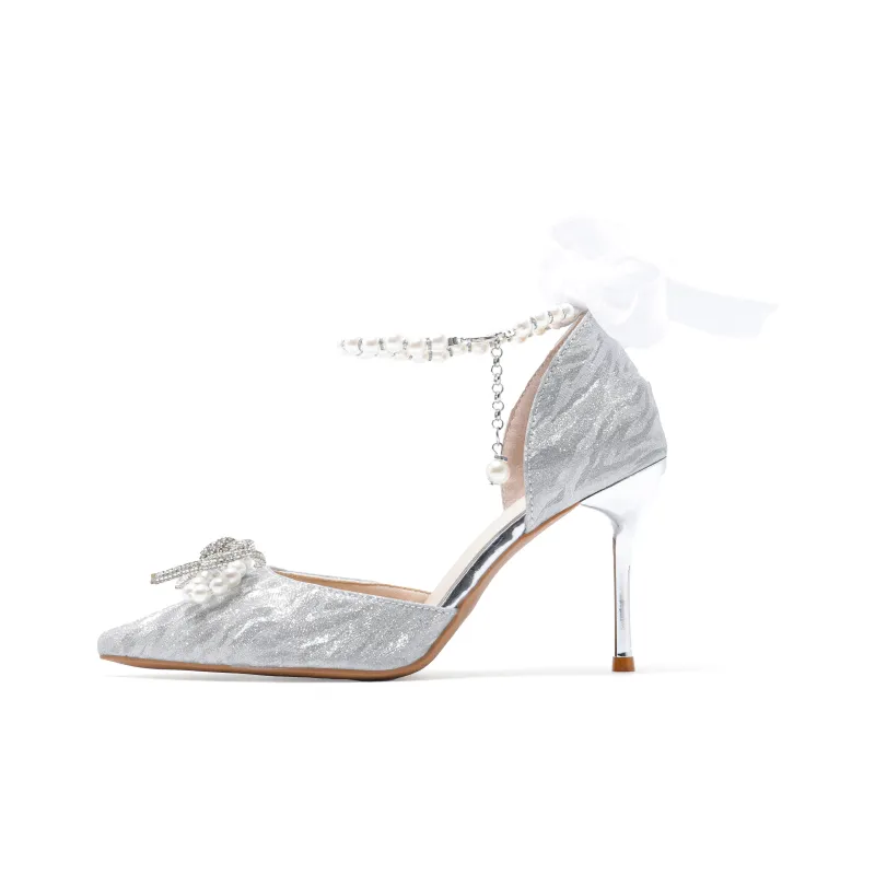 Be Good Slim Heel High Heels Women's Silver-0