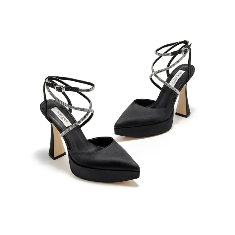 SHOESZOOO Main Yarn Wedding Shoes Chunky Heel High Heels 11.8cm Women's-8