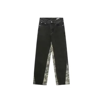 OG96 LAB Jeans Unisex Black Camouflage Patchwork ☀