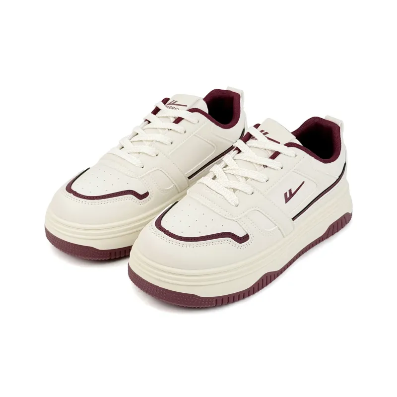 Warrior Cushioning, Lightweight, Breathable Low Top Skateboard Shoes Women's Beige Red-2
