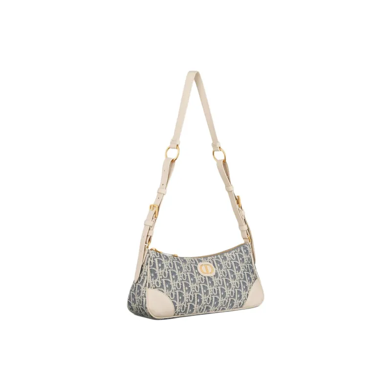 DIOR 30 Montaigne Cotton Shoulder Bag Mini Women's Denim Blue & Beige-1