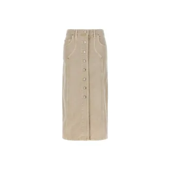 ISABEL MARANT Denim Long Skirt Women's Khaki