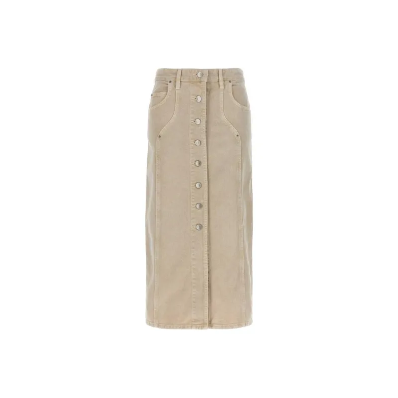 ISABEL MARANT Denim Long Skirt Women's Khaki-0