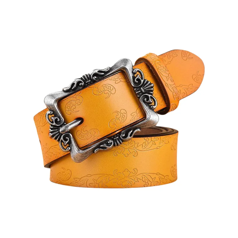 JEANSWEST Cow Split Leather Belts Women's 3.3CM-5