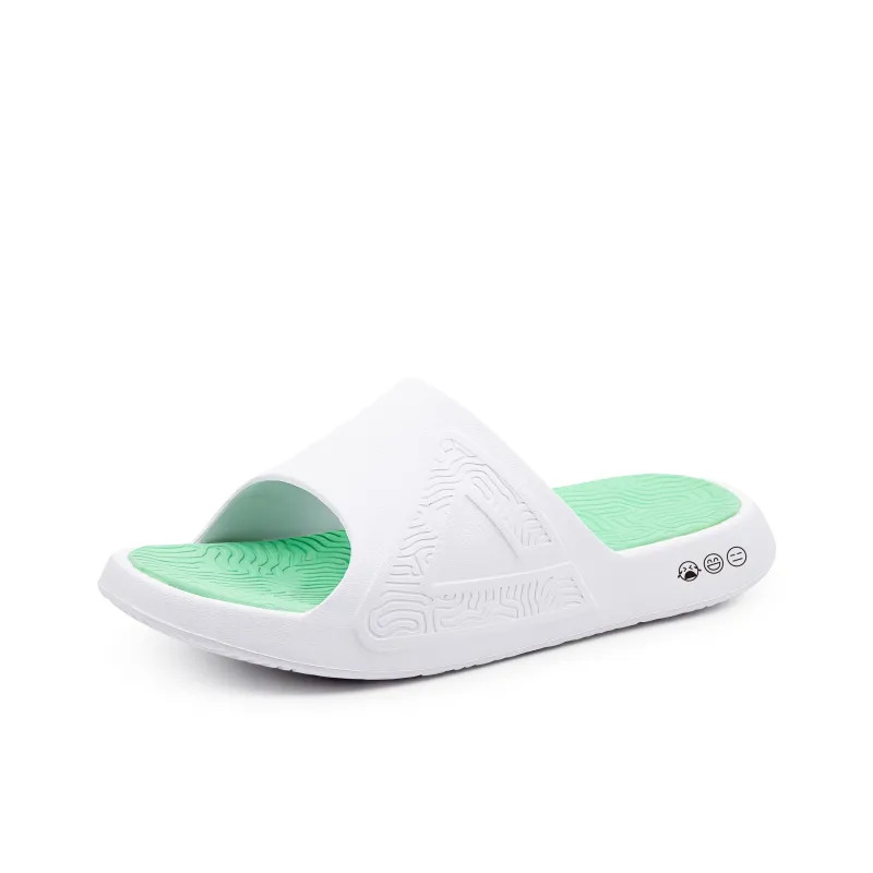 PEAK Tai Ji1.0 Quiet Slip Resistant Cushioning Slide Slippers Men's White Green-1