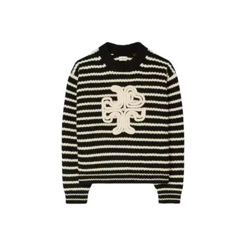 TORY BURCH FW22 Cashmere Sweater Women's Black Stripes