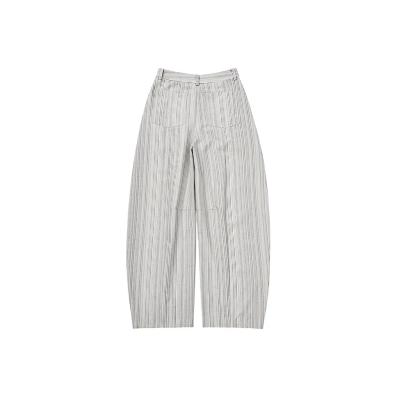SINBOS Casual Pants Women's Elegant Gray Stripes-1