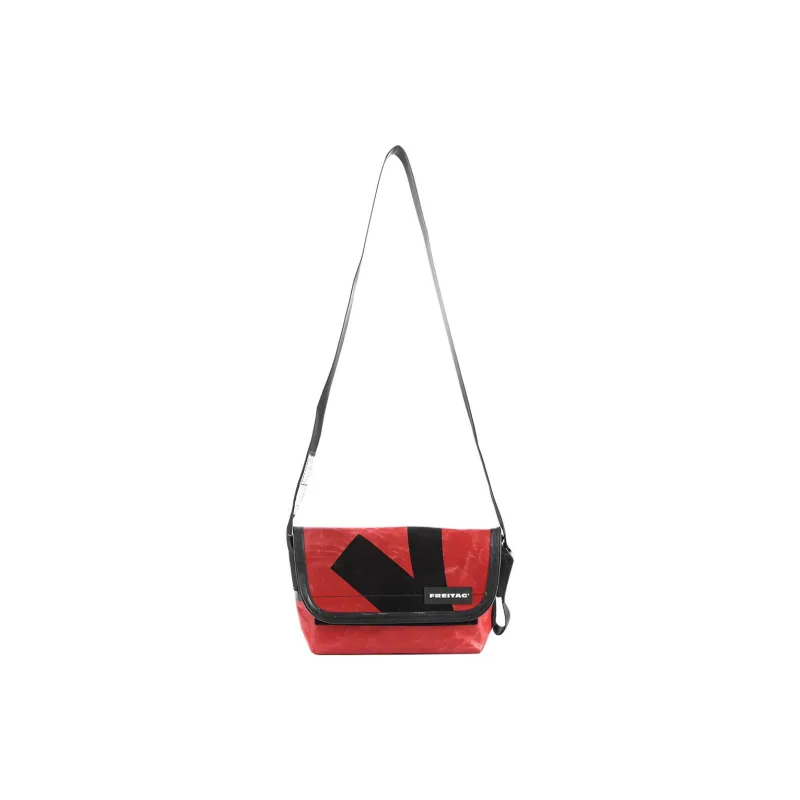 FREITAG Polyester Messenger Bag, Crossbody Bag, Shoulder Bag Unisex Red & Black-3