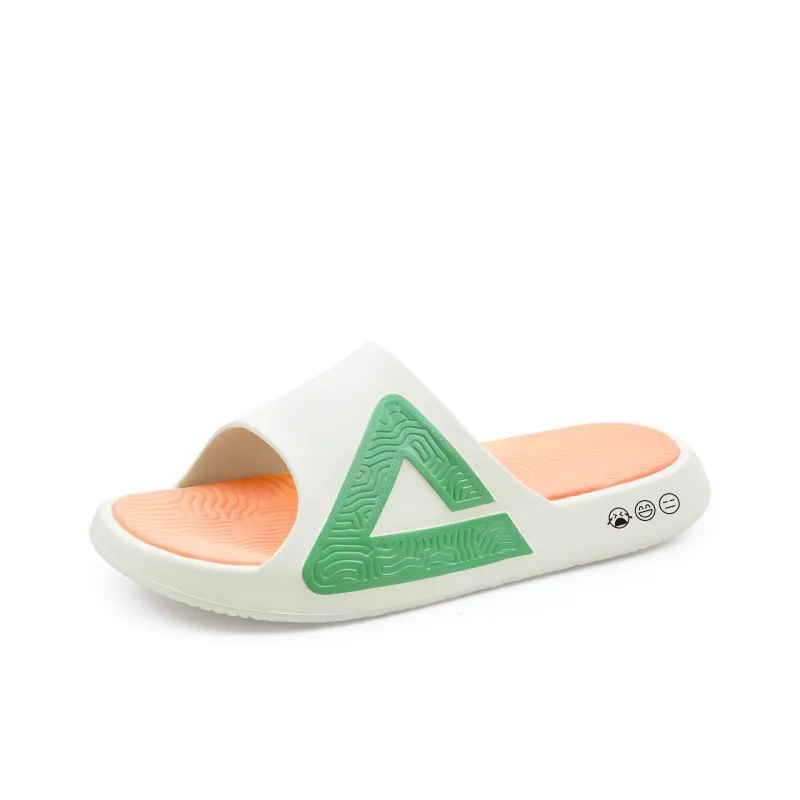 PEAK Tai Ji1.0 Quiet Slip Resistant Abrasion Resistant Slide Slippers Unisex Ecru Fruit Green-1