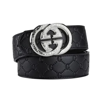 Cheekkiss Top Grain Cow Leather Steel Buckle Embossed Crocodile Pattern Leather Belts Men's 3.8cm