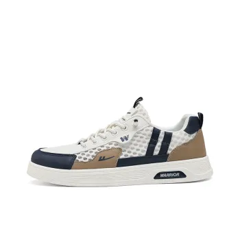 Warrior Abrasion Resistant, Lightweight, And Breathable Low Top Skateboard Shoes Men's Beige Khaki Blue