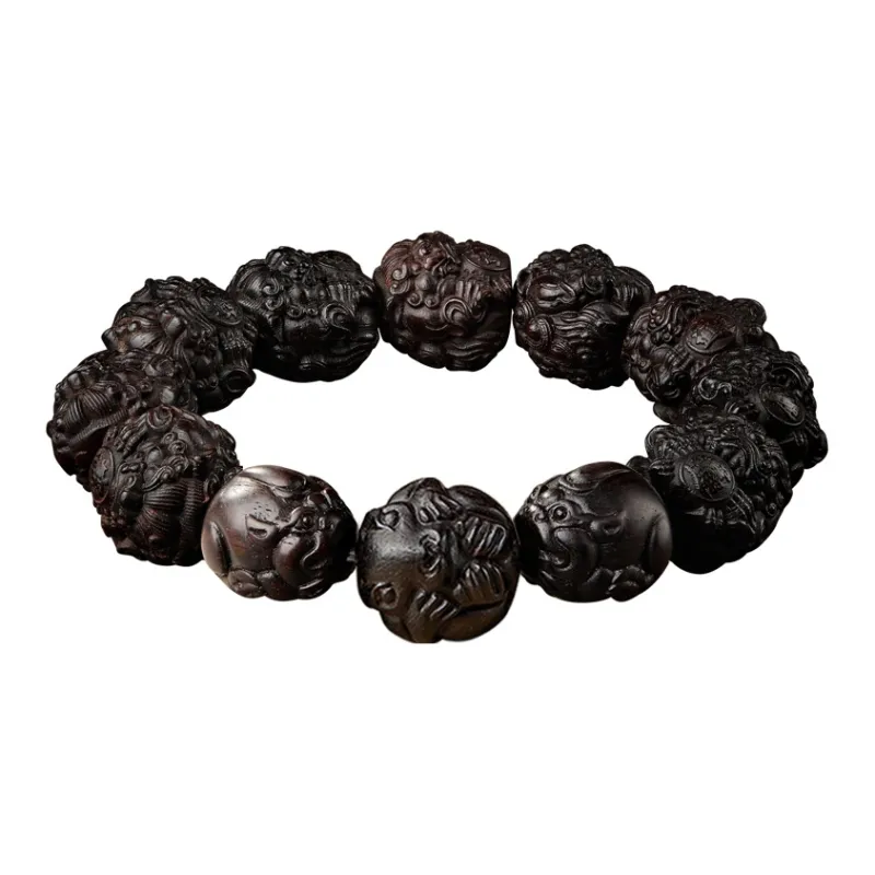 Moonstone Edge Small Leaf Red Sandalwood Bracelets Men's-3