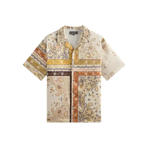 KITH SS25 Panelled Bandana Thompson Camp Collar Shirt Men's Sand