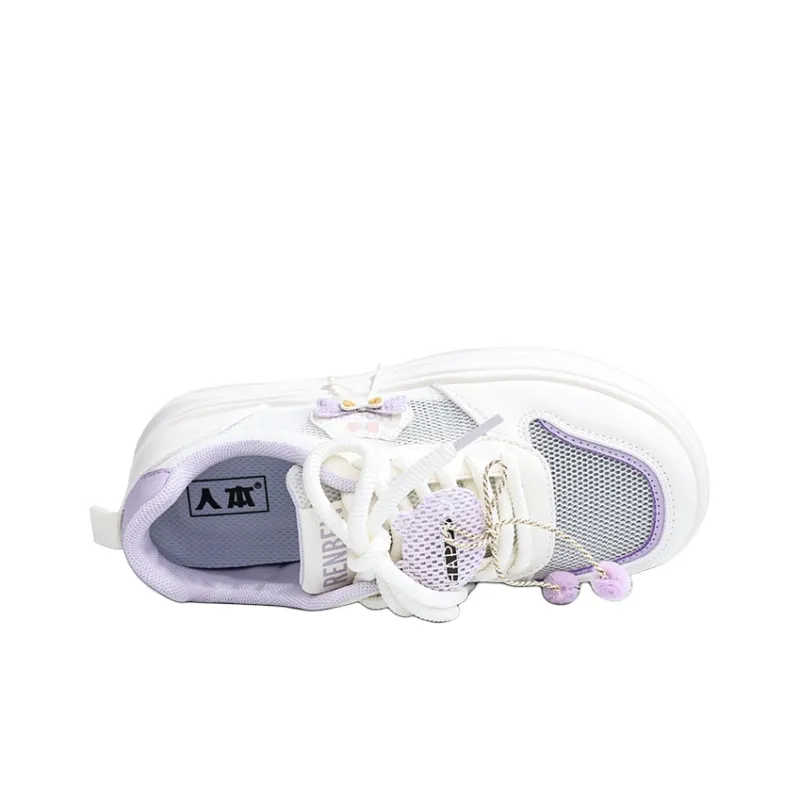 RENBEN Lightweight And Breathable Low Top Skateboard Shoes Women's White Purple-3