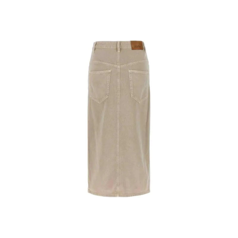 ISABEL MARANT Denim Long Skirt Women's Khaki-1