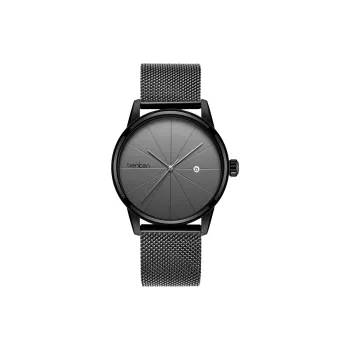 BENKEN Automatic Mechanical Movement Leather Strap Watch Men's Watches Black Dial