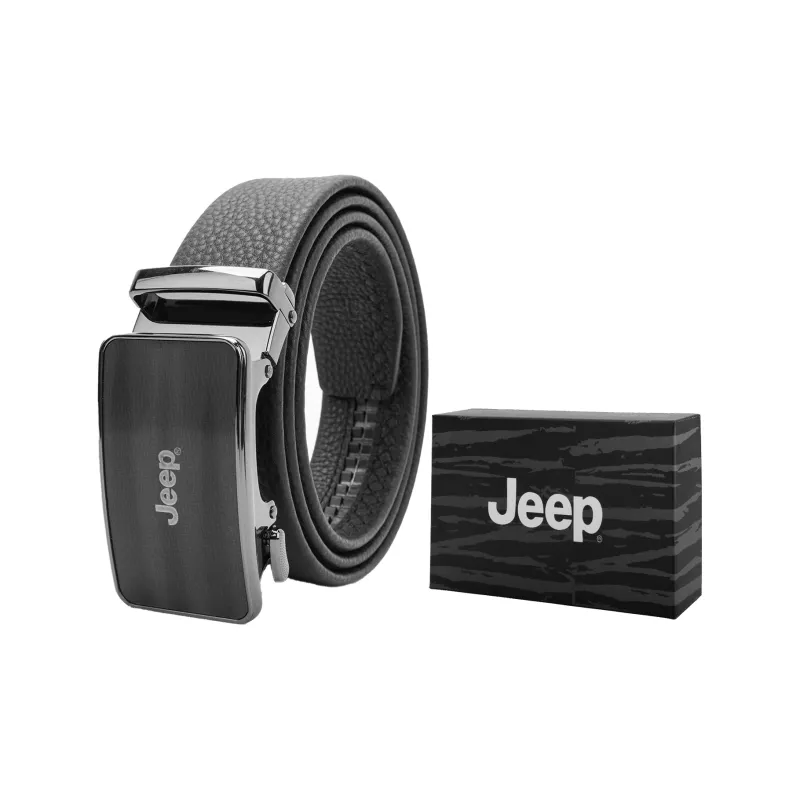 Jeep Top Grain Cow Leather Belts Men's Black/Litchi Grain Black Width 3.5cm-4