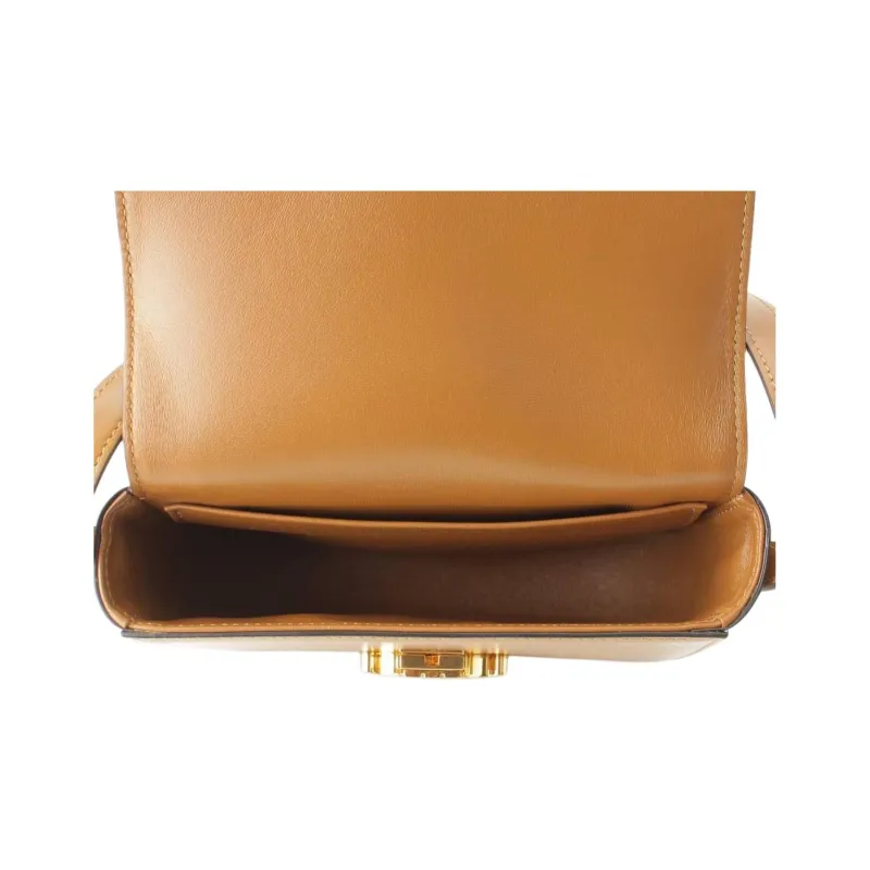 CELINE Triomphe Cow Leather Crossbody Bag Regular Women's Yellow Brown/Caramel-3