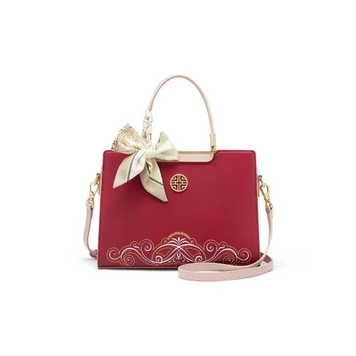 CNOLES Microfiber Leather Red Bag Handbags Crossbody Bags Women's Burgundy Ginkgo Leaf/Beige White Green Leaf