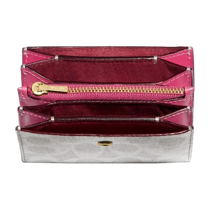 COACH Canvas With Leather Handheld Card Holder Women's Candy Pink With White-1