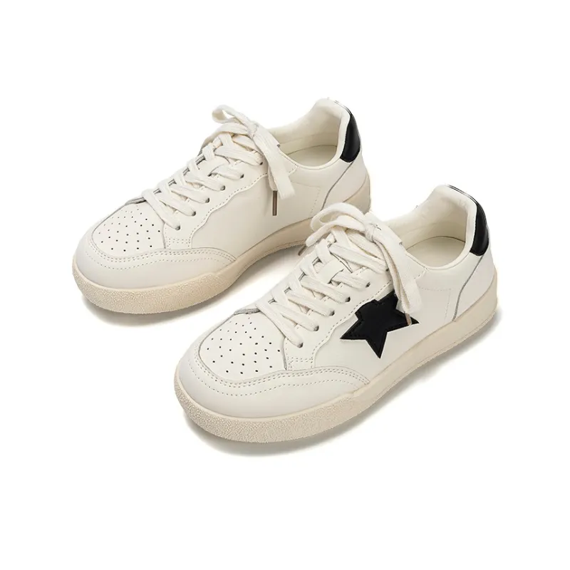 EXULL Q Cushioning Abrasion Resistant Lightweight Low Top Skateboard Shoes Women's Beige Black-1