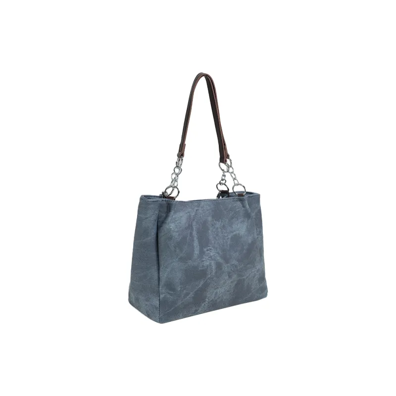 SHORT HAIR GIRL PU Shoulder Bag Tote Women's Blue/Yellow/Black-1
