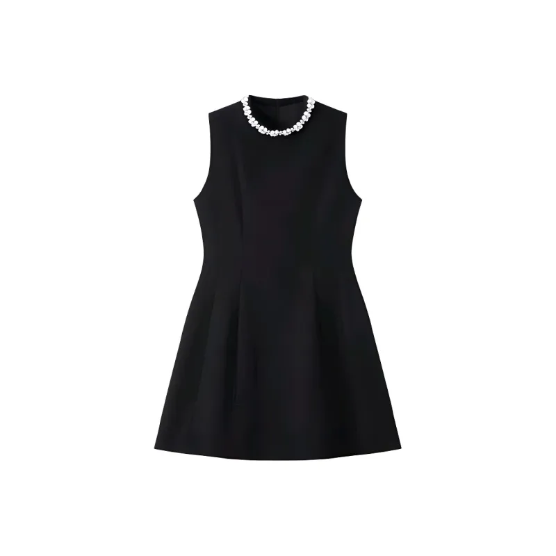 ETSE Sleeveless Dresses Women's Black Dress-0