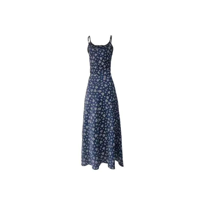 PZGE Slip Dresses Women's Navy Blue Dress-0