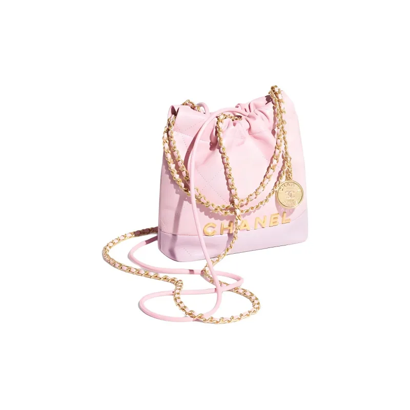 CHANEL 22Bag Leather Shoulder Bag, Crossbody Bag Mini Women's Pink & Purple-1