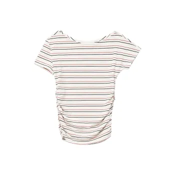 SINBOS T Shirts Women's Apricot White Stripes