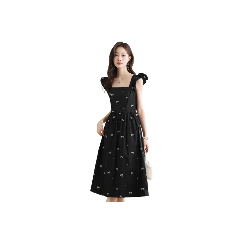 GOSO Slip Dresses Women's Black Embroidery-0