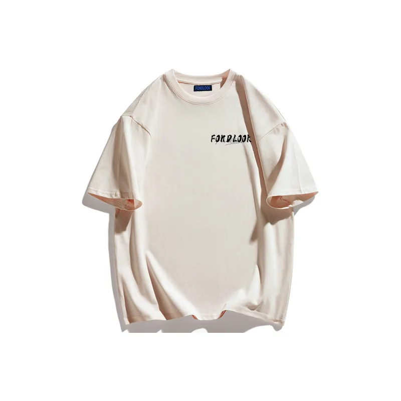 FONDLOOK T Shirts Unisex Light Beige Apricot-1