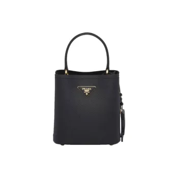 PRADA Calfskin Handbag Trumpets Unisex Black