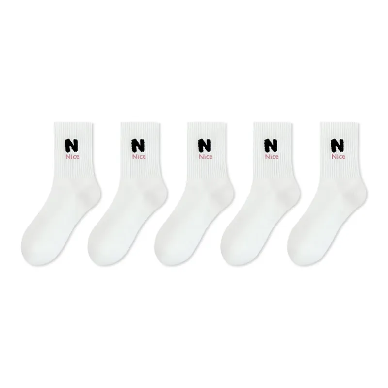 LUOLIAN Mid Calf Socks Women's 5 Pack-2