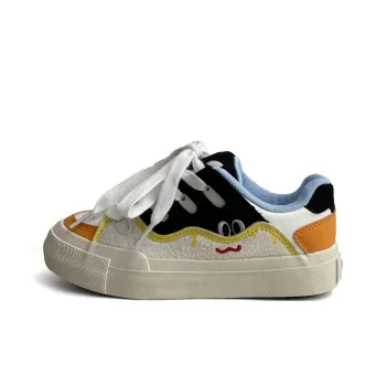 Kalinsd 1971 Anti Slip Wear Resistant Low Top Skateboard Shoes Women's White Black Orange