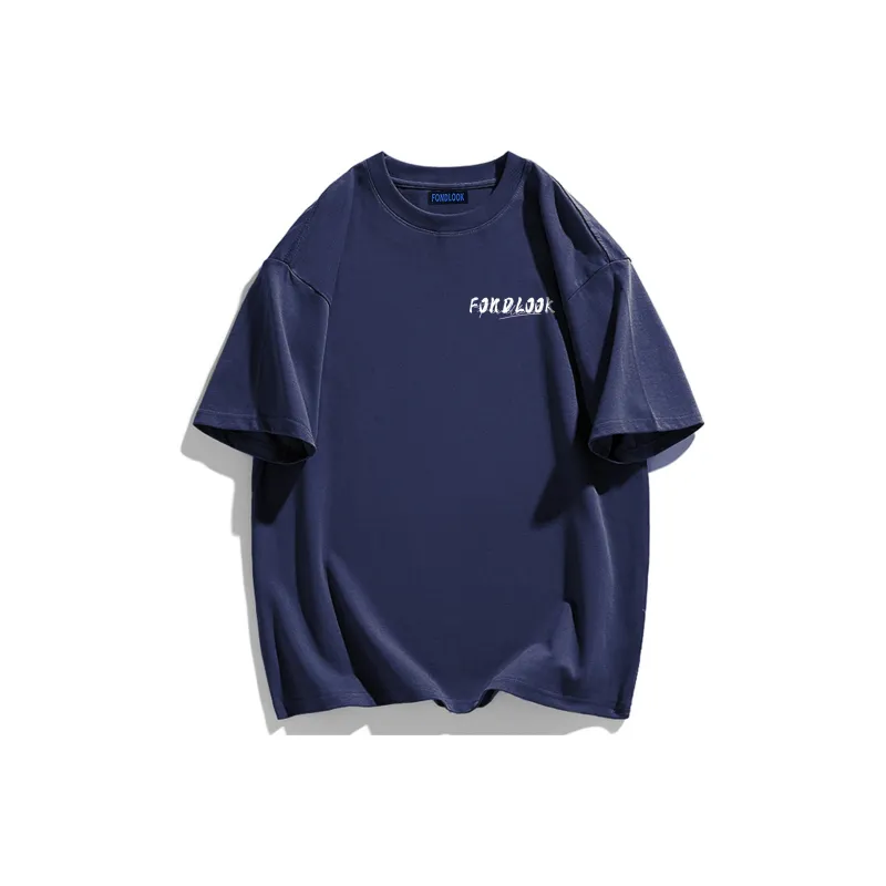 FONDLOOK T Shirts Unisex Navy Blue-1