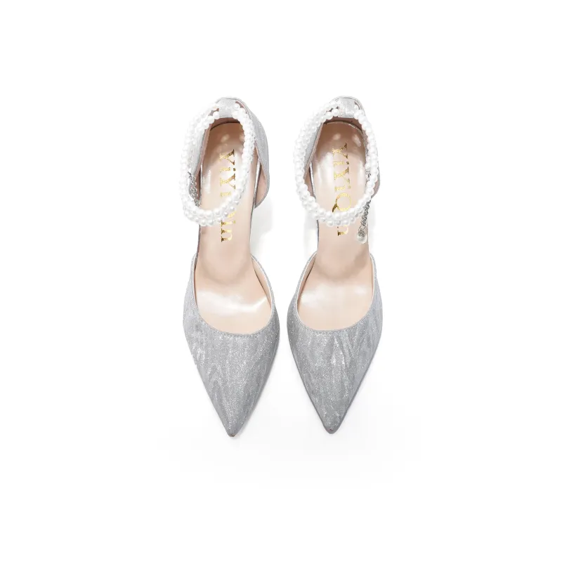 Take The Qin High Heels Women's Silver-6