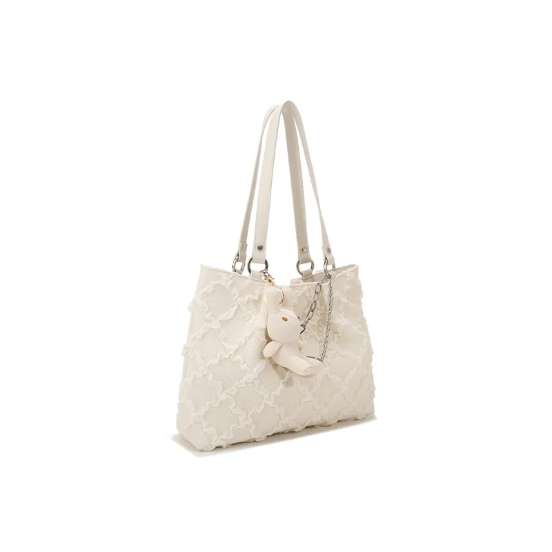 BUHOWE Fabric Tote Bag, Shoulder Bag Regular Women's Ecru-1
