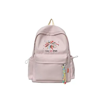 BUBM Nylon Backpack Unisex Black/Ivory/Light Green/Light Yellow/Pink