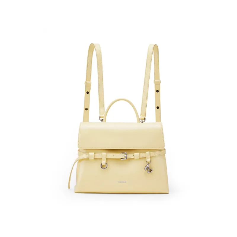 MCMIKO Cow Leather Backpack Regular Women's Cheese Yellow-0