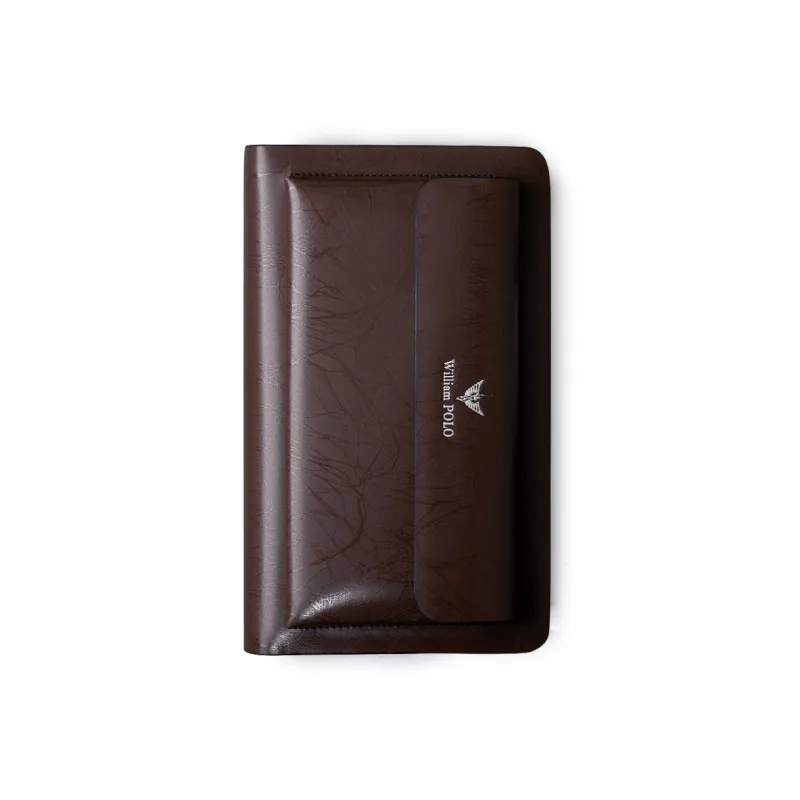 WilliamPOLO Cow Leather Clutch Men's Black/Coffee-6