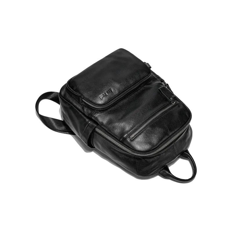 Ace Paul Top Grain Cow Leather Backpack Regular Unisex Black-5