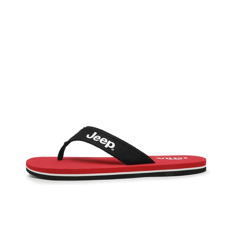 Jeep Rubber Sole Quiet Odor Resistant Abrasion Resistant Slip Resistant Quick Dry Flip Flops Unisex-5