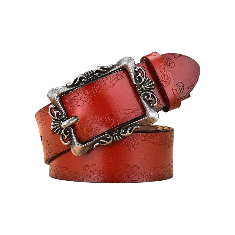 JEANSWEST Cow Split Leather Belts Women's 3.3CM-1