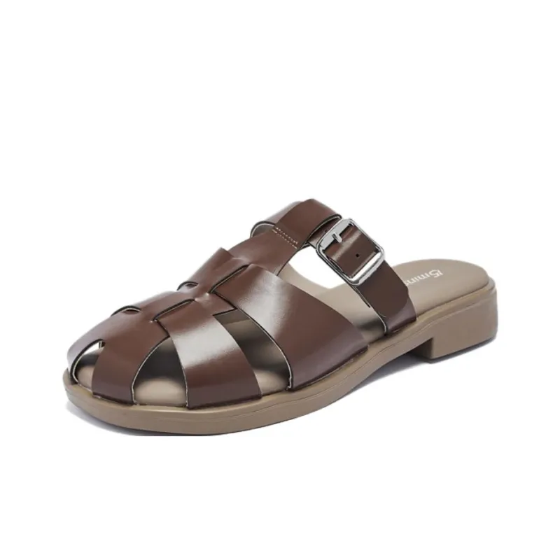 15 MINS Rubber Sole Quiet Closed Toe Slippers Women's-8