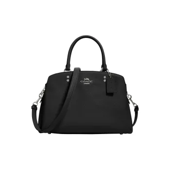 COACH Lillie Genuine Leather Shoulder Bag, Crossbody Bag, Handbag Tubas Women's Black