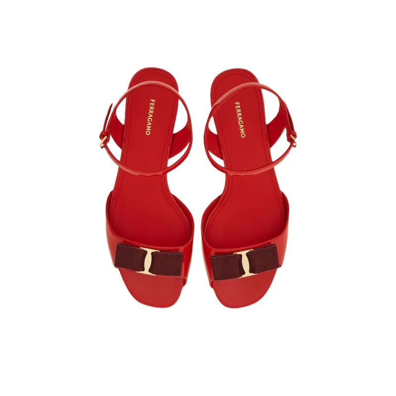 FERRAGAMO Vara One Strap Sandals 3cm Women's Red-3