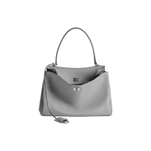 Balenciaga Calfskin Handbag Medium Size Unisex Cloud Gray
