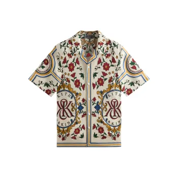 KITH SS25 Silk Thompson Camp Collar Shirt Men's Sand